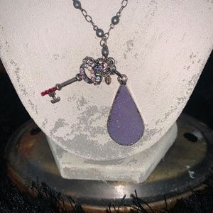 Silver Necklace with Multi Colored Charms #003